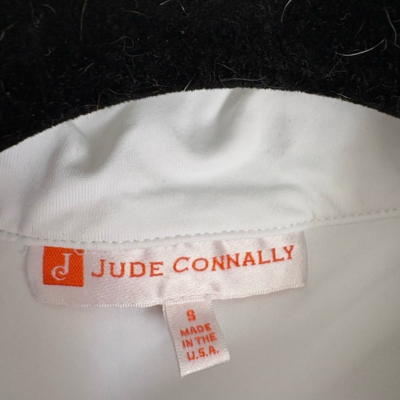 Jude Connally Sleeveless Zip Polo Top White with Green Trim Size Small - Picture 3 of 3